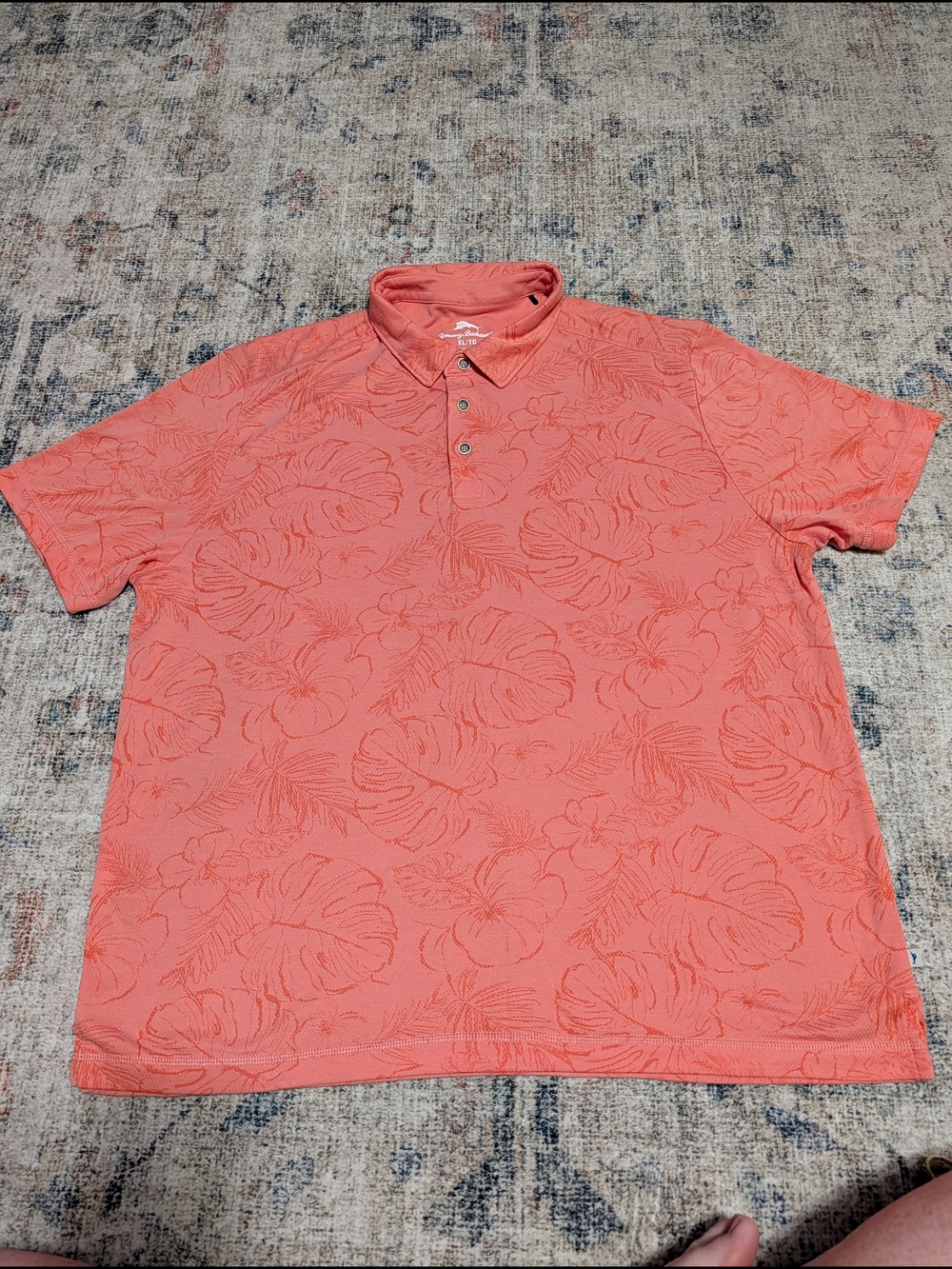 Tommy Bahama Coral Textured Floral Polo